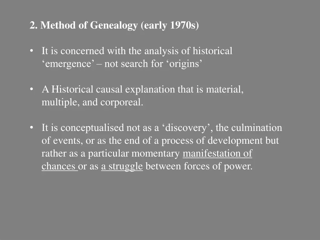 2 method of genealogy early 1970s