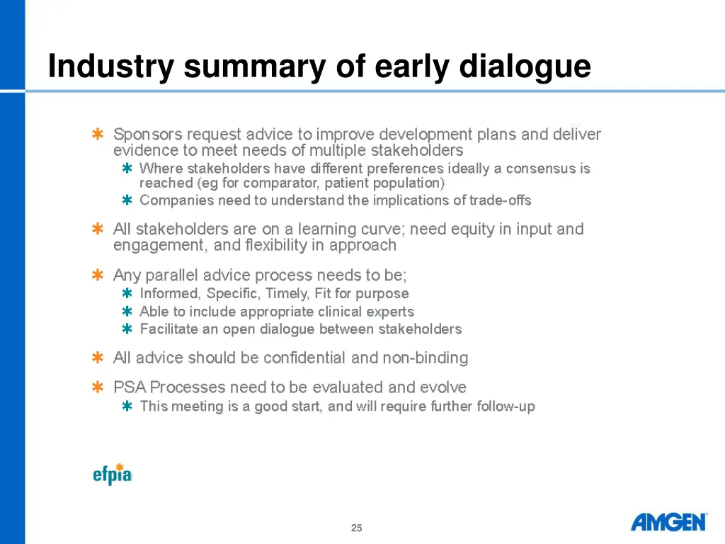 industry summary of early dialogue