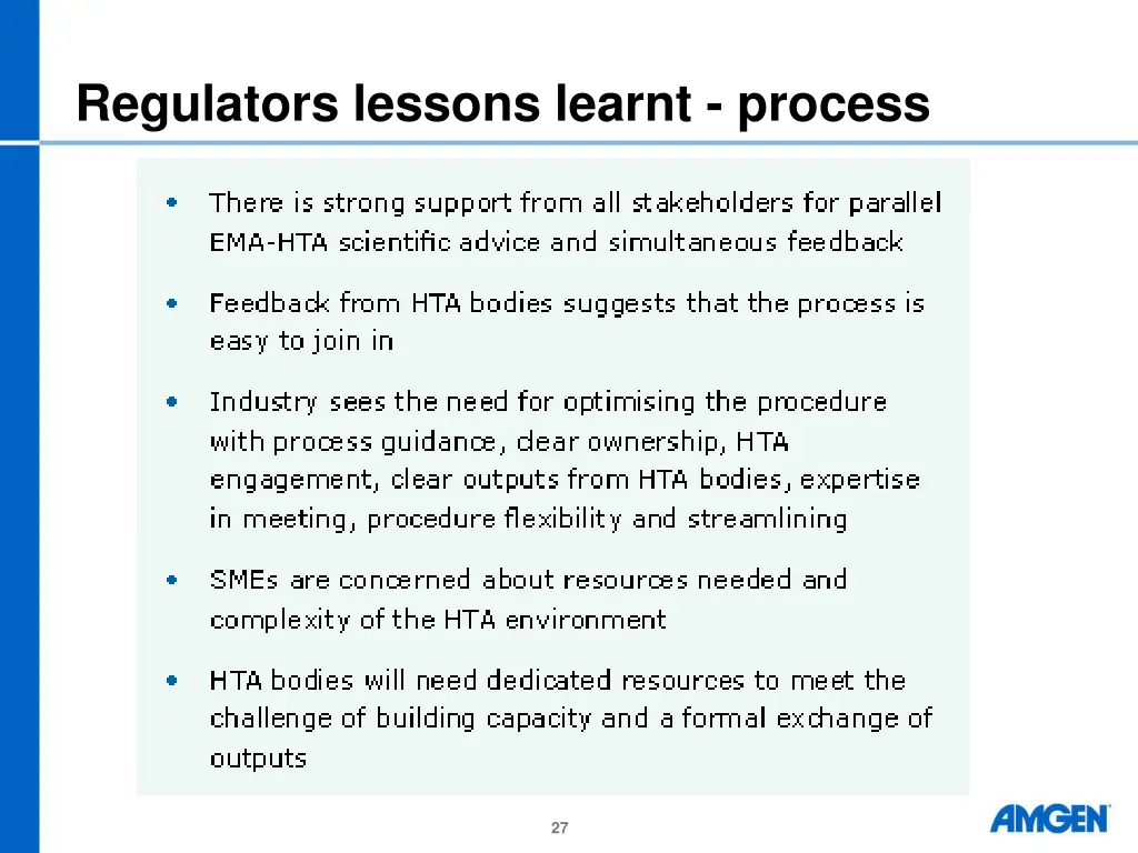 regulators lessons learnt process