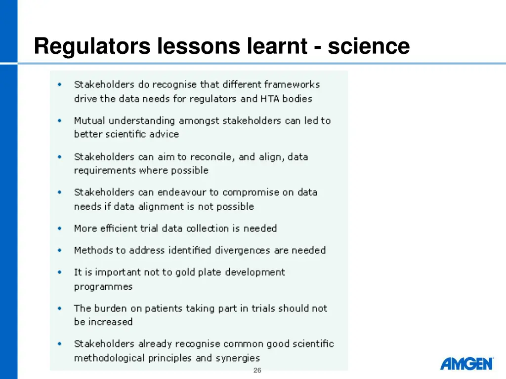 regulators lessons learnt science