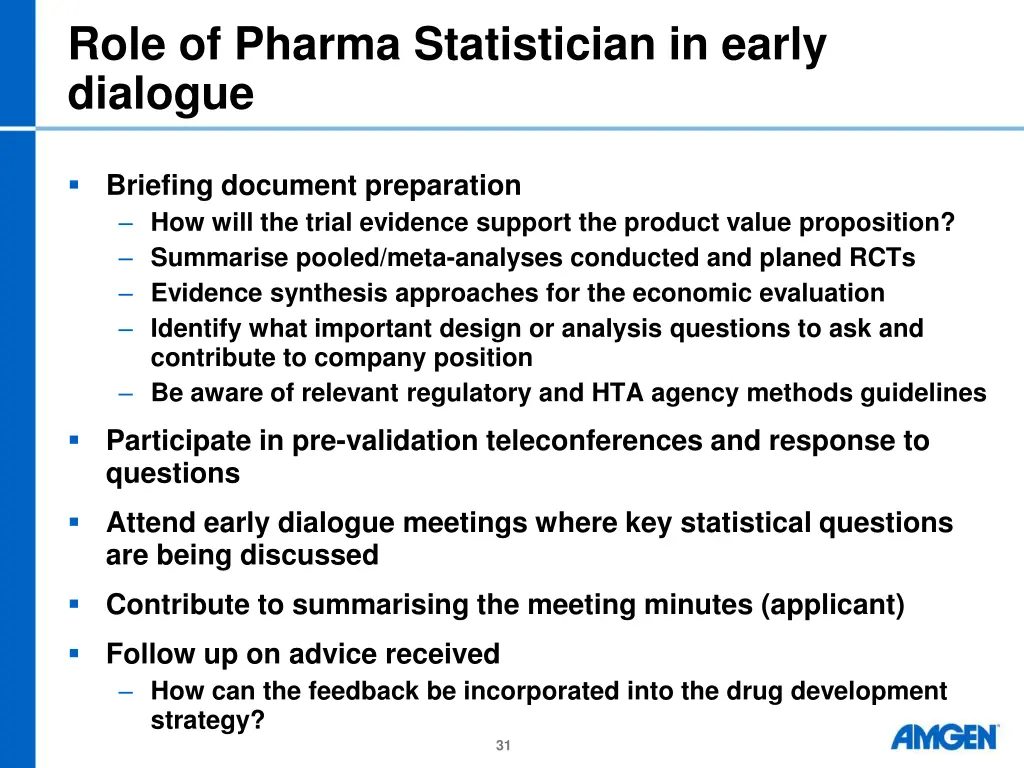 role of pharma statistician in early dialogue