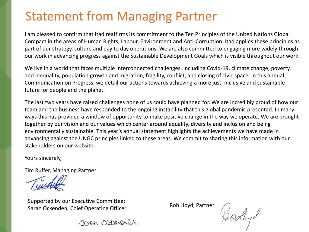 statement from managing partner