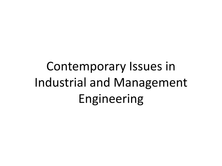 contemporary issues in industrial and management