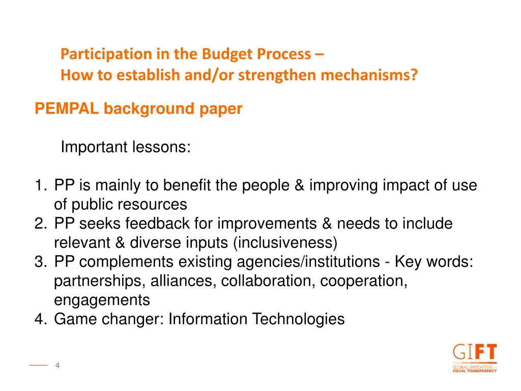 participation in the budget process