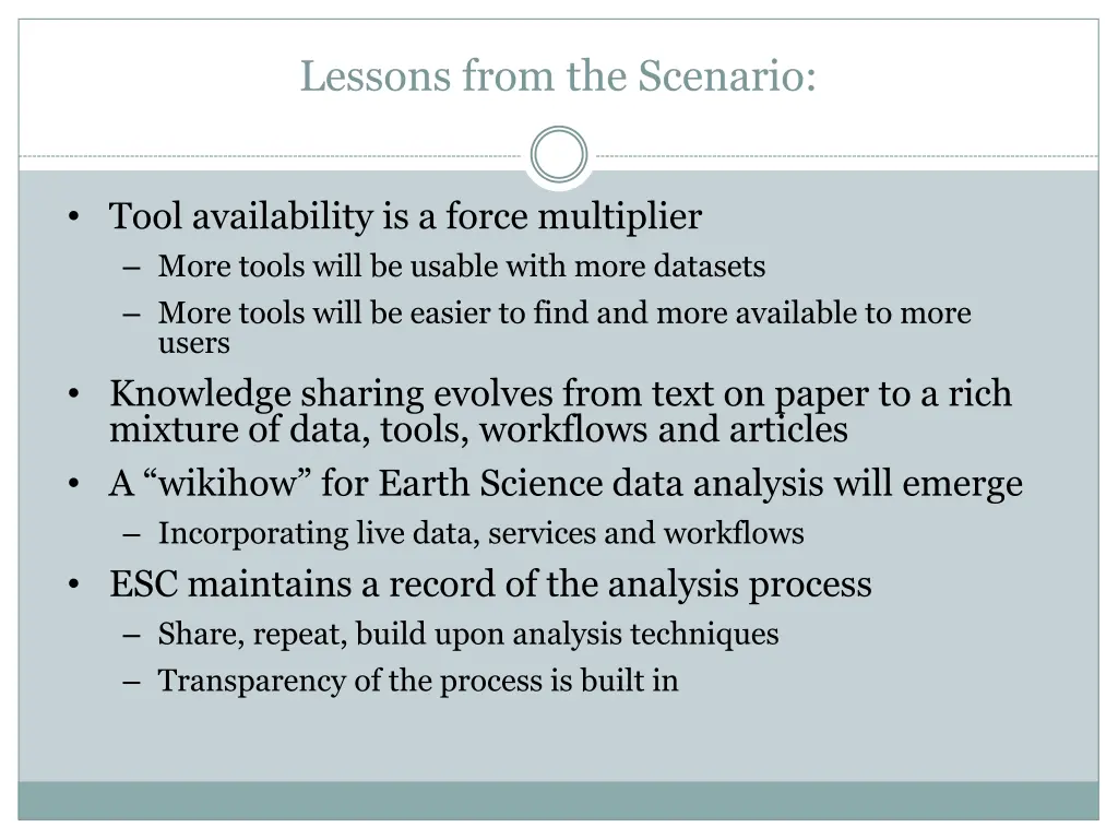 lessons from the scenario