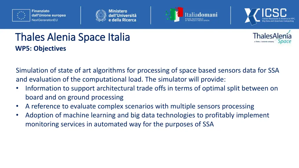 thales thales alenia wp5 objectives