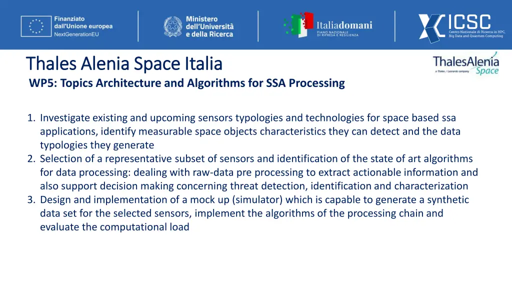 thales thales alenia wp5 topics architecture