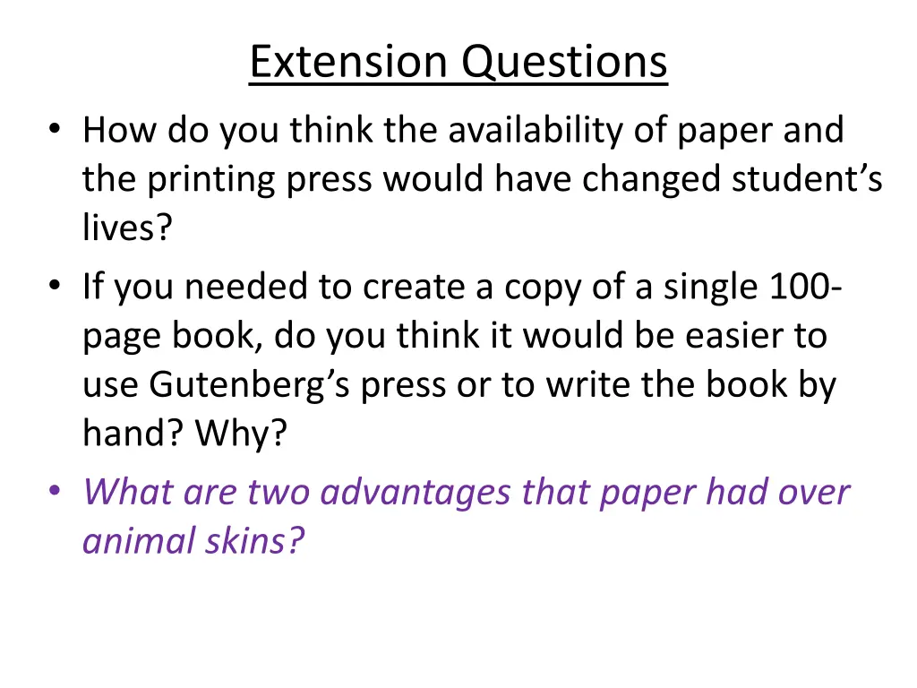 extension questions how do you think