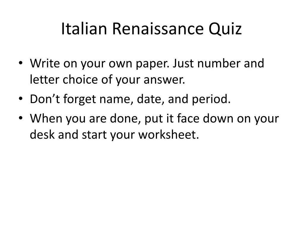 italian renaissance quiz