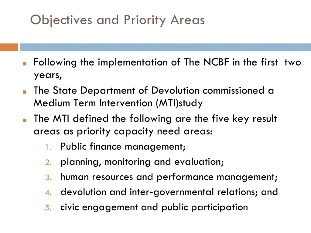 objectives and priority areas