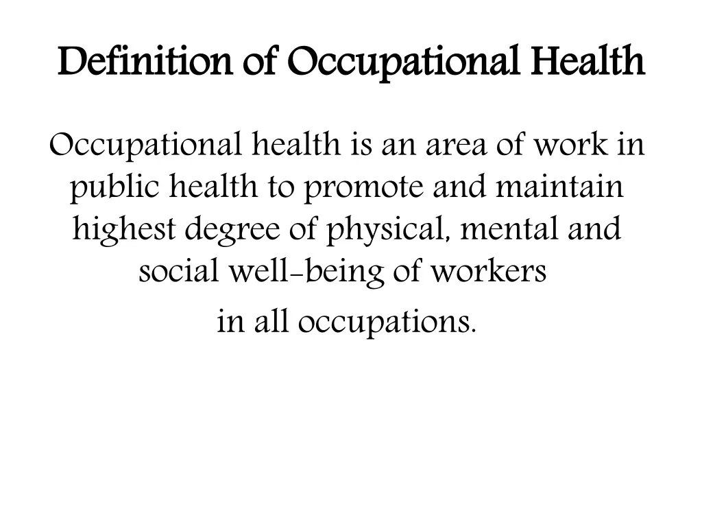 definition of occupational health