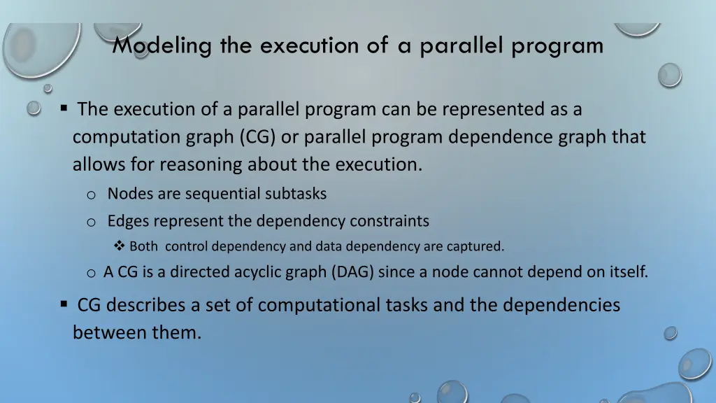 modeling the execution of a parallel program