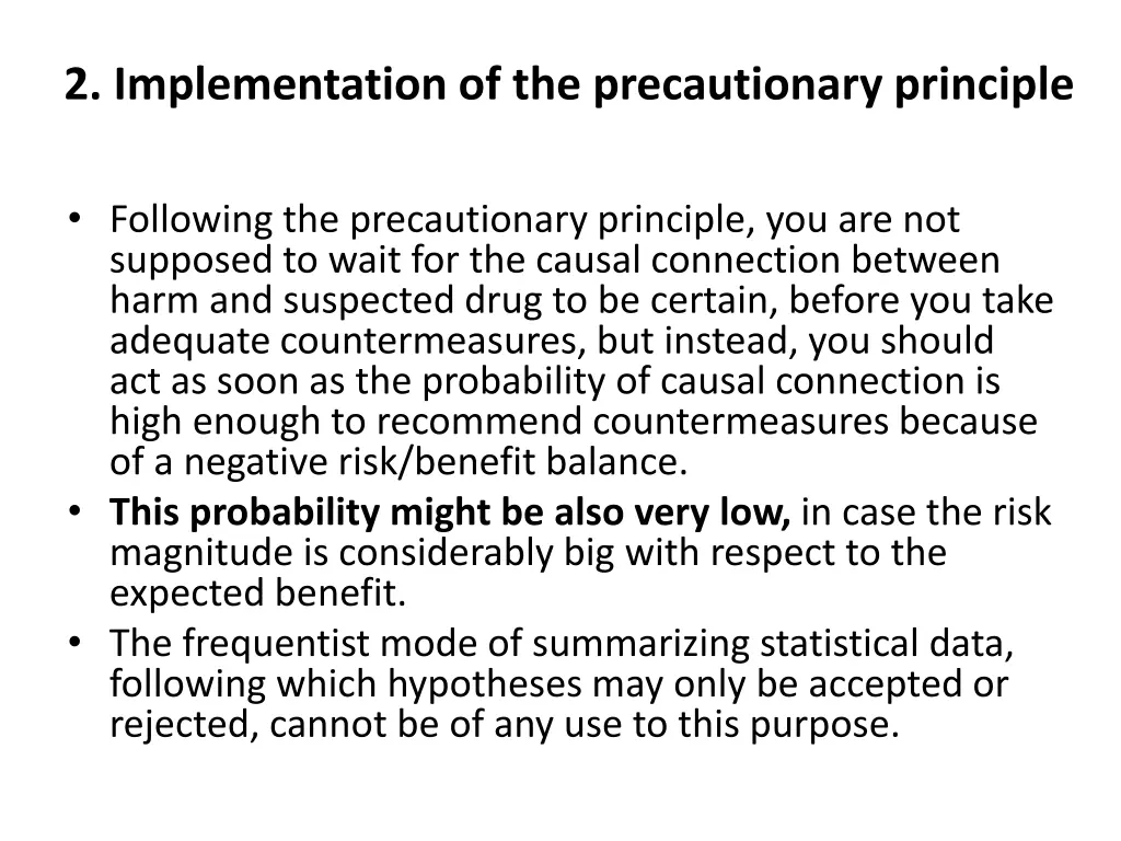 2 implementation of the precautionary principle
