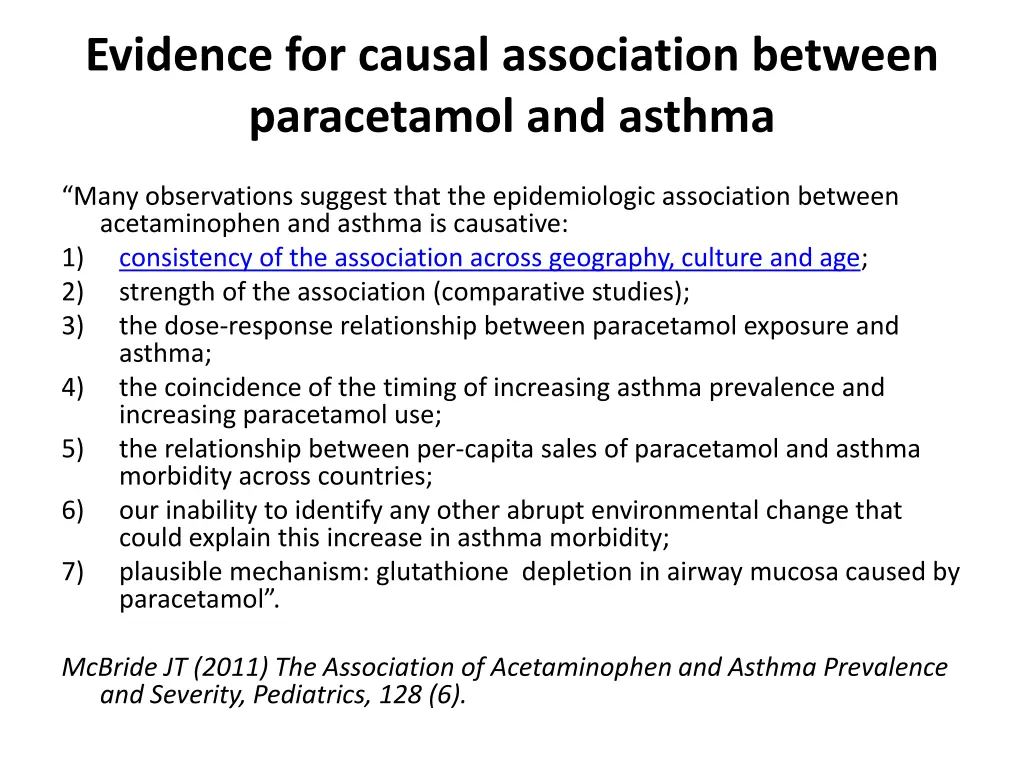 evidence for causal association between