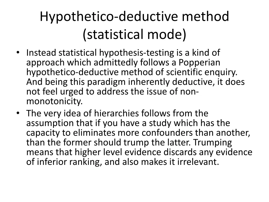 hypothetico deductive method statistical mode