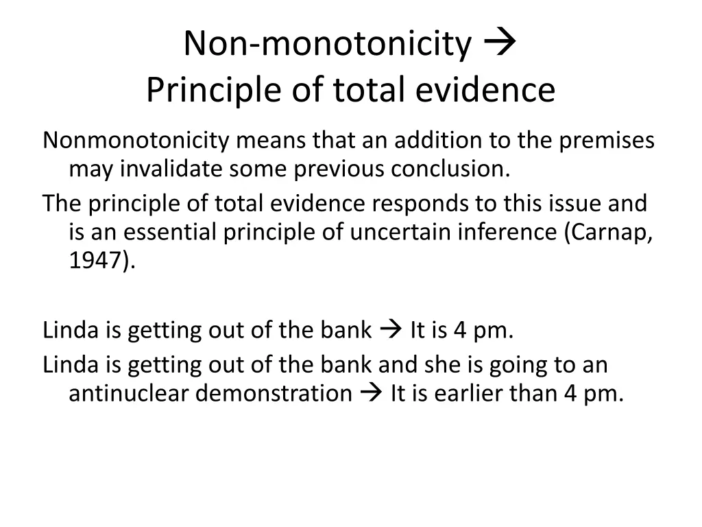 non monotonicity principle of total evidence