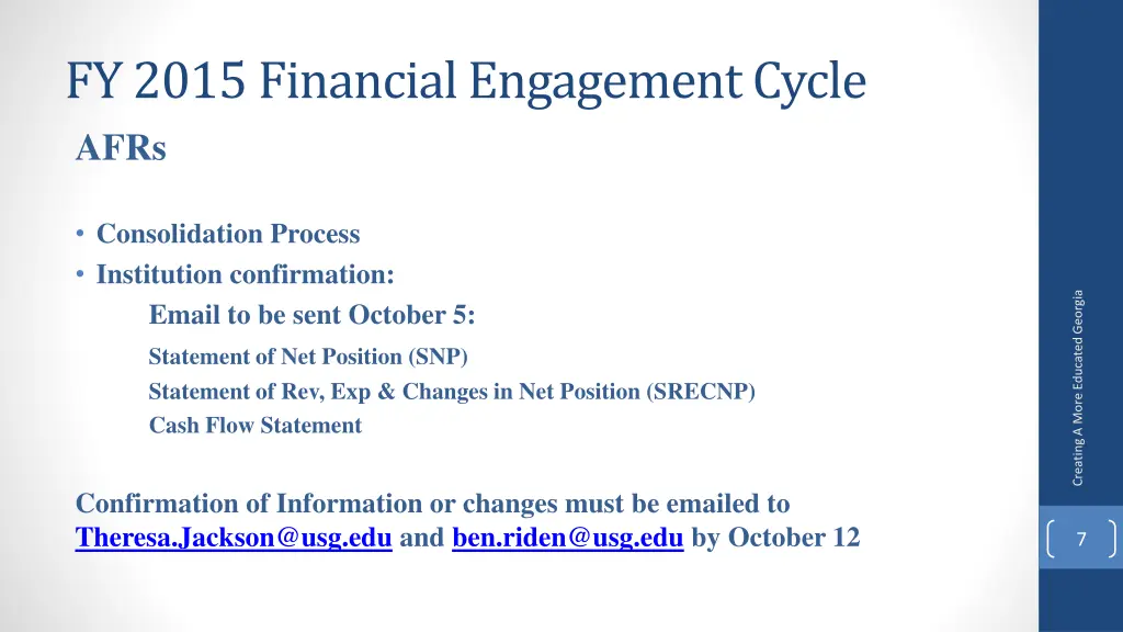 fy 2015 financial engagement cycle afrs