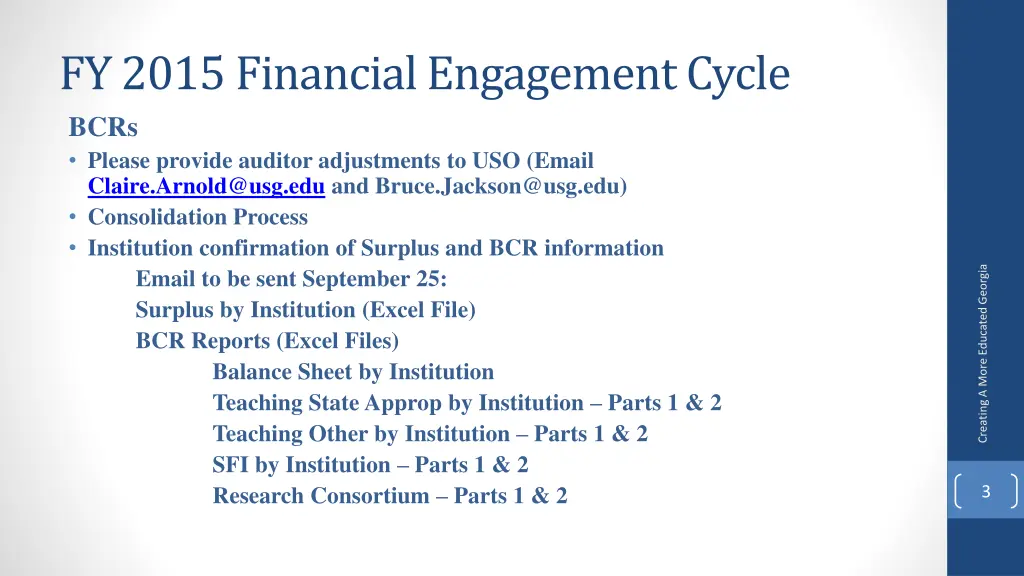 fy 2015 financial engagement cycle bcrs please
