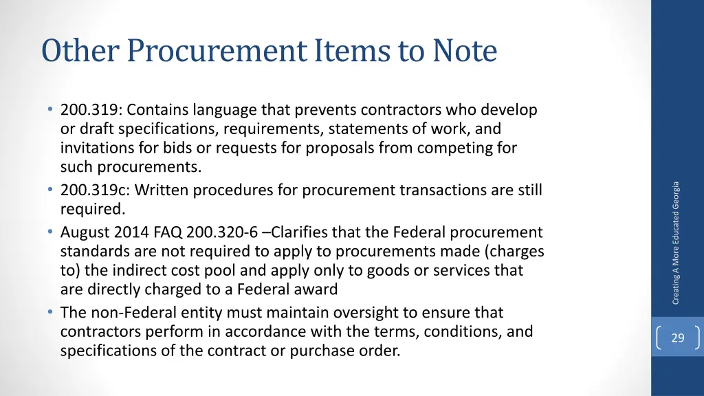 other procurement items to note