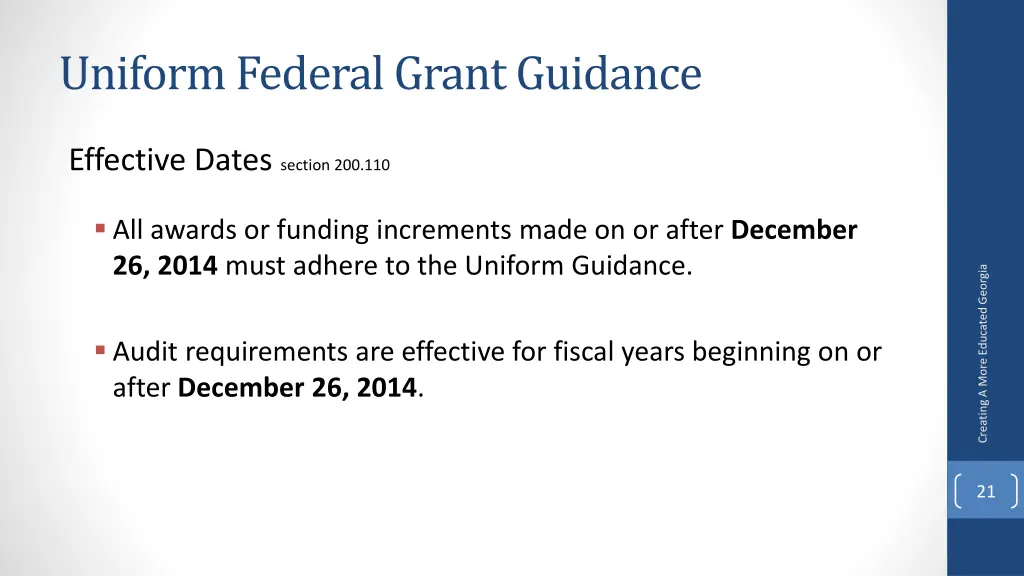 uniform federal grant guidance 2
