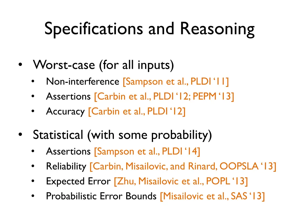 specifications and reasoning