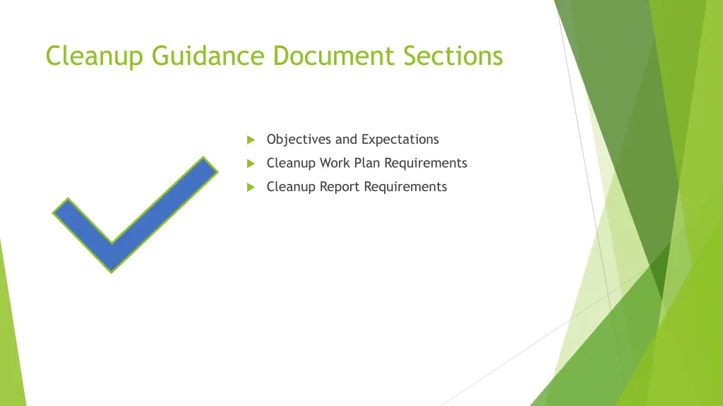cleanup guidance document sections