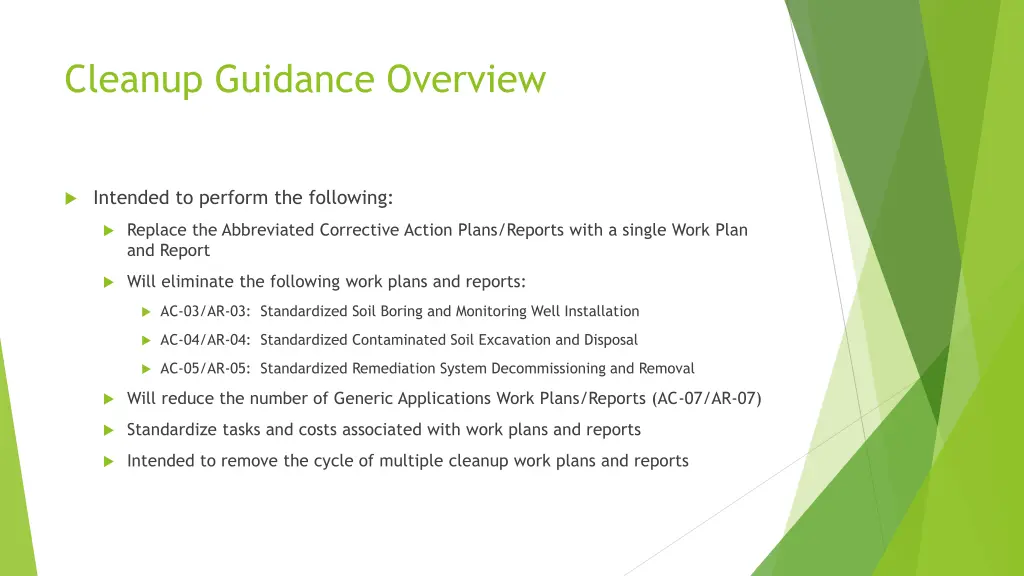 cleanup guidance overview
