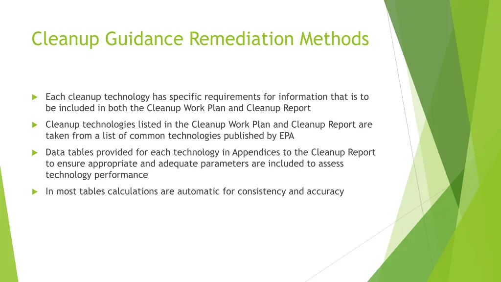 cleanup guidance remediation methods