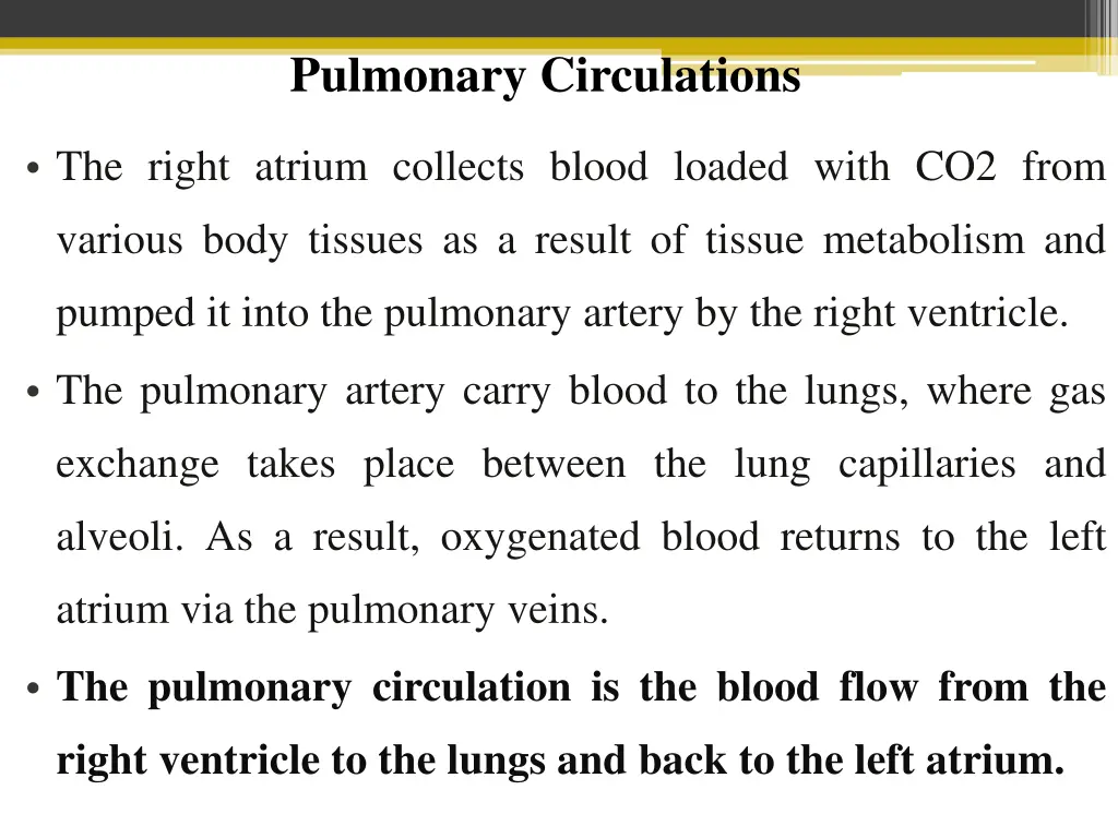 pulmonary circulations