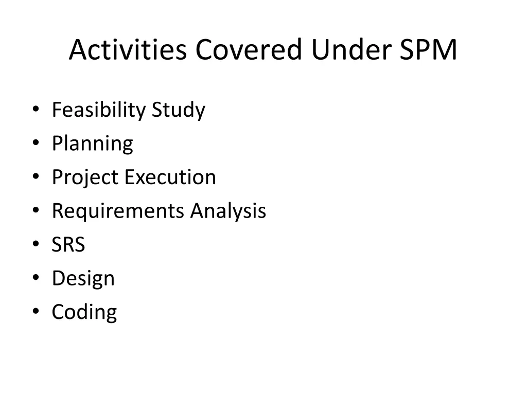 activities covered under spm