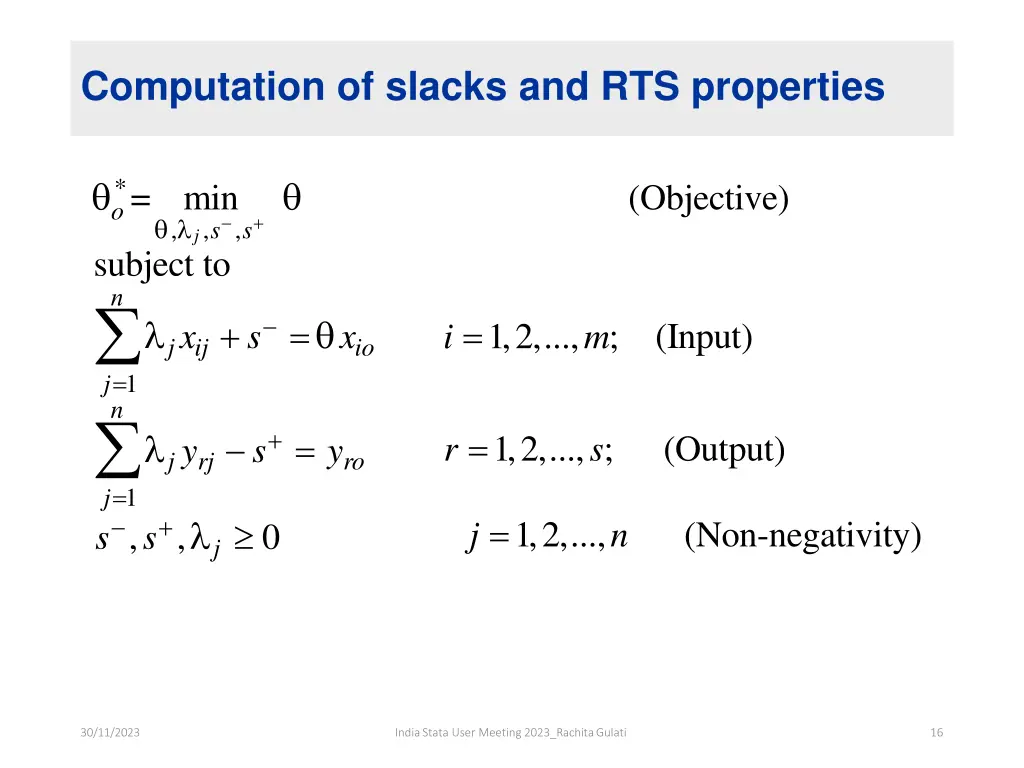 computation of slacks and rts properties