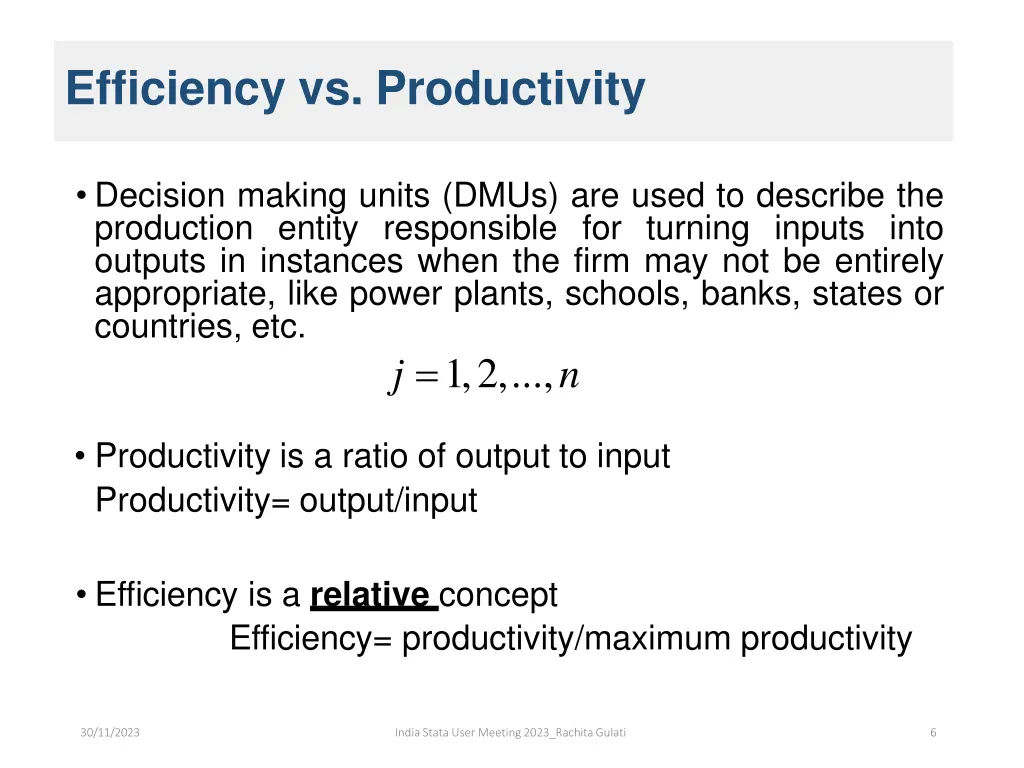 efficiency vs productivity