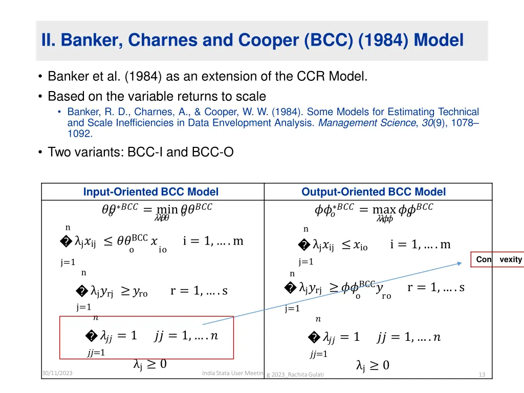 ii banker charnes and cooper bcc 1984 model