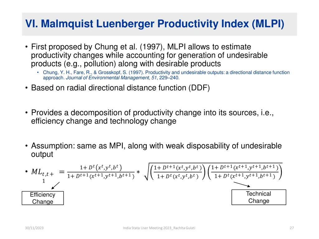 vi malmquist luenberger productivity index mlpi