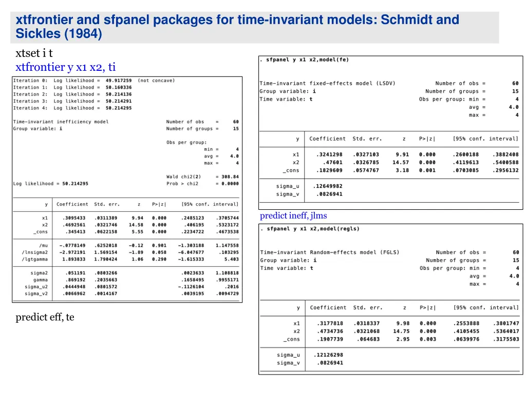 xtfrontier and sfpanel packages for time