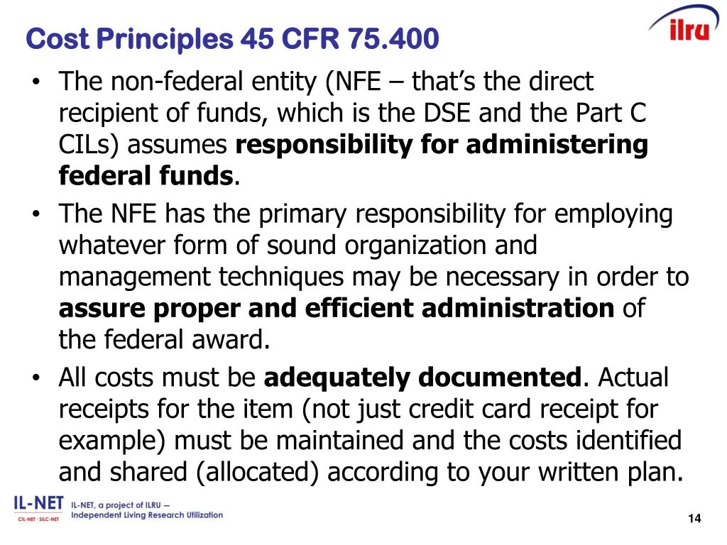 cost principles 45 cfr 75 400 cost principles