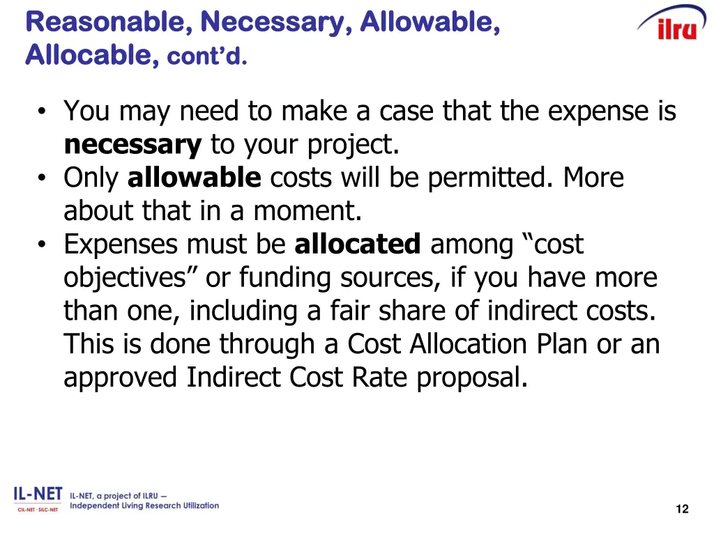 reasonable necessary allowable reasonable