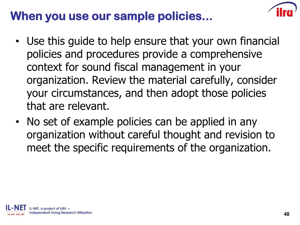 when you use our sample policies when
