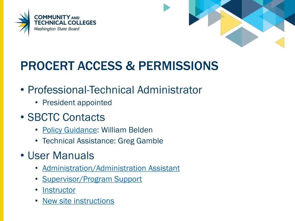 procert access permissions