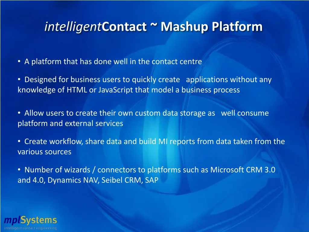 intelligent contact mashup platform