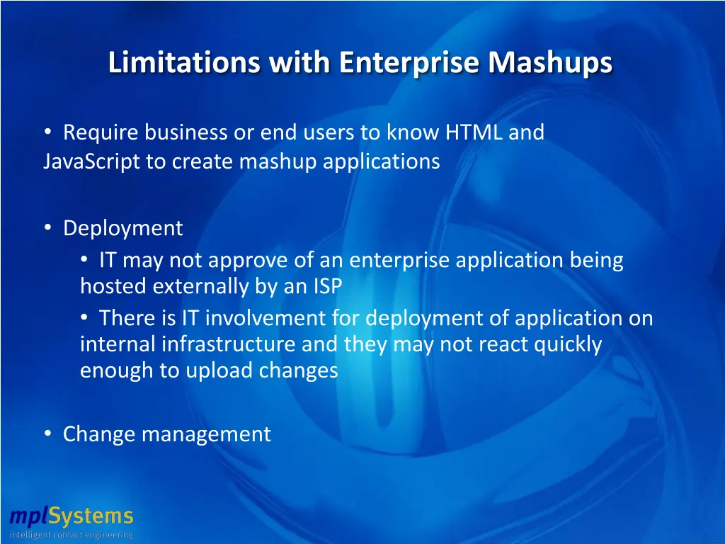 limitations with enterprise mashups