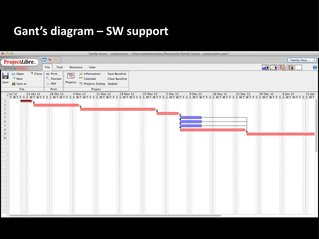 gant s diagram sw support