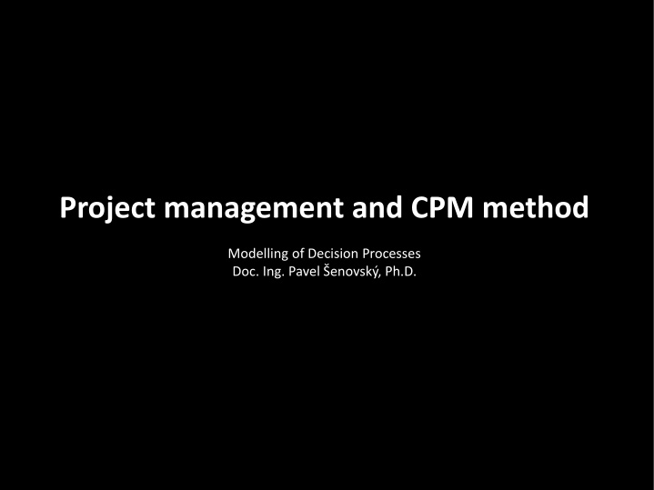 project management and cpm method