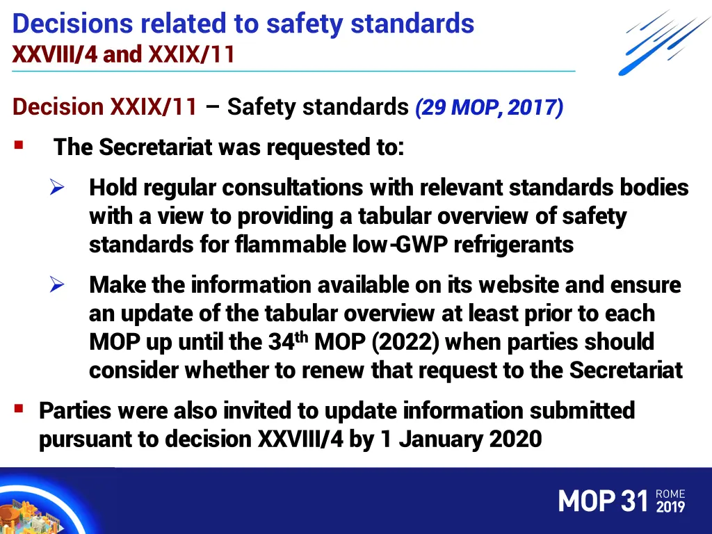 decisions related to safety standards xxviii 1