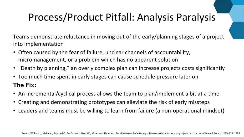 process product pitfall analysis paralysis