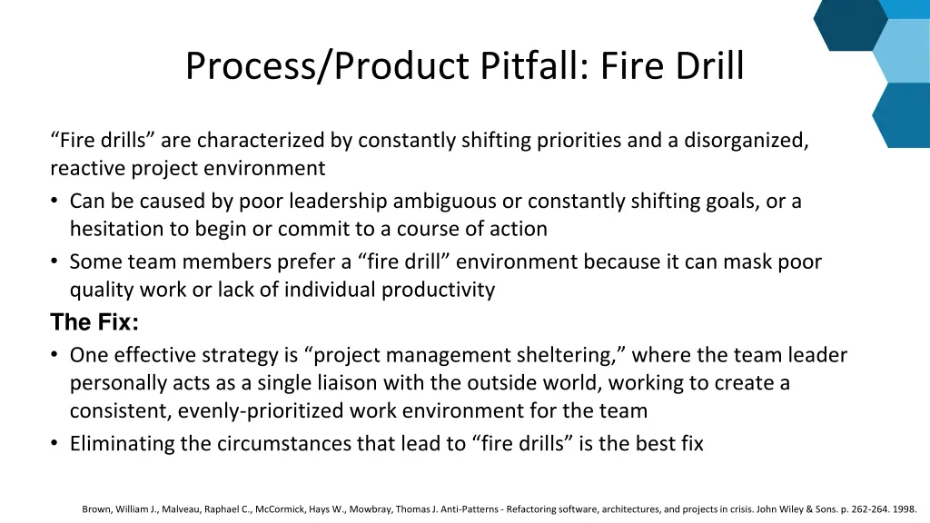 process product pitfall fire drill