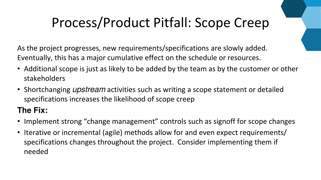 process product pitfall scope creep