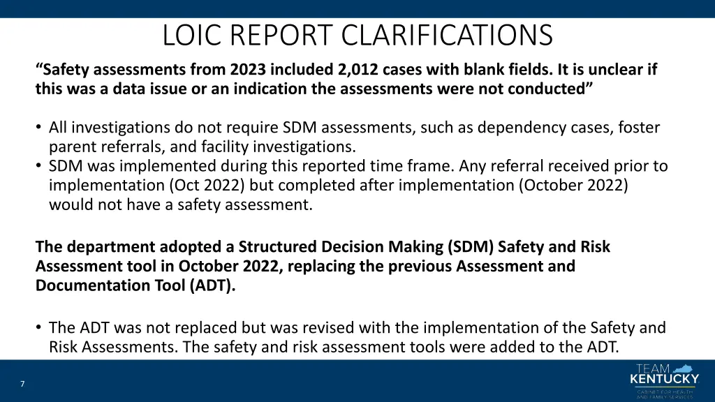 loic report clarifications safety assessments