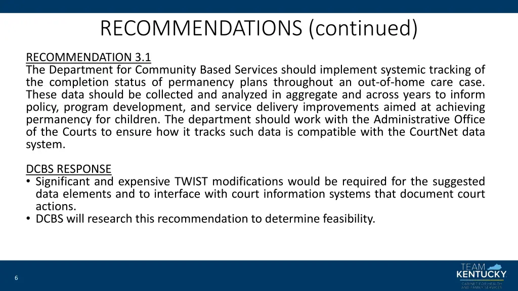 recommendations continued 2