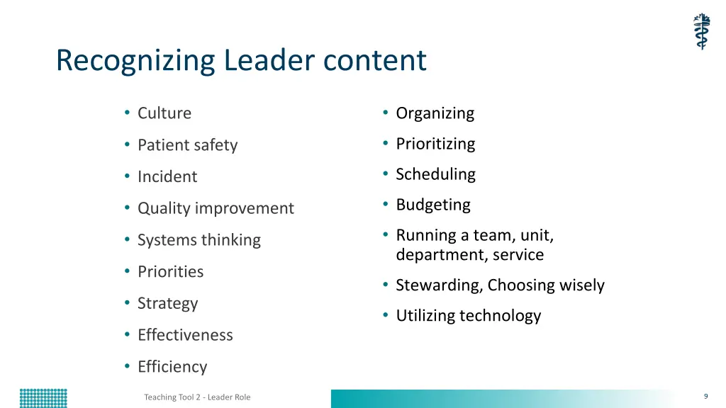 recognizing leader content